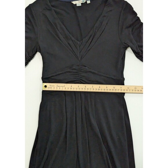 Boden US 2 Solid Black Stretch Dress 3/4 Sleeve V Neck - Picture 9 of 12